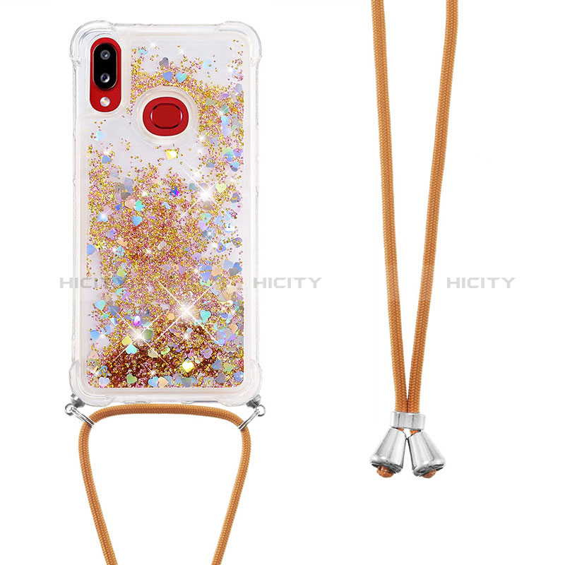 Coque Silicone Housse Etui Gel Bling-Bling avec Laniere Strap S03 pour Samsung Galaxy M01s Plus