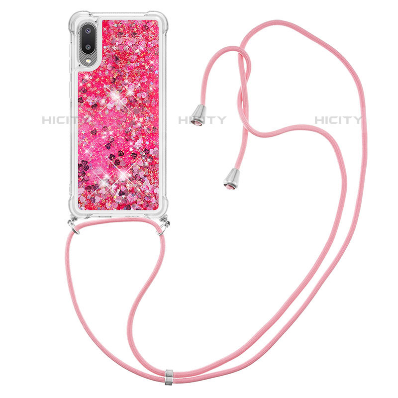 Coque Silicone Housse Etui Gel Bling-Bling avec Laniere Strap S03 pour Samsung Galaxy M02 Plus