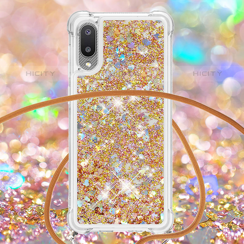 Coque Silicone Housse Etui Gel Bling-Bling avec Laniere Strap S03 pour Samsung Galaxy M02 Plus