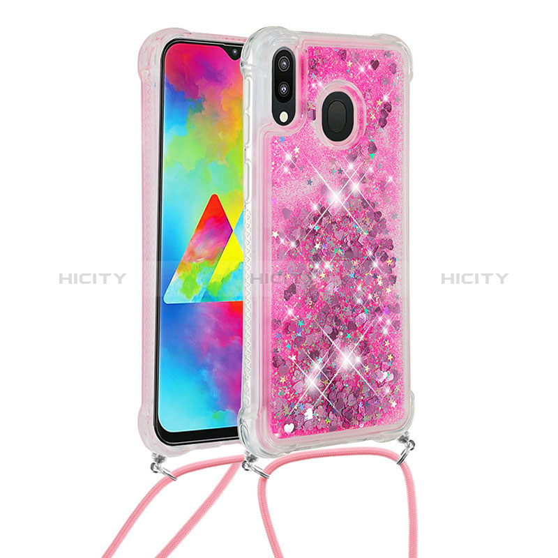 Coque Silicone Housse Etui Gel Bling-Bling avec Laniere Strap S03 pour Samsung Galaxy M20 Plus