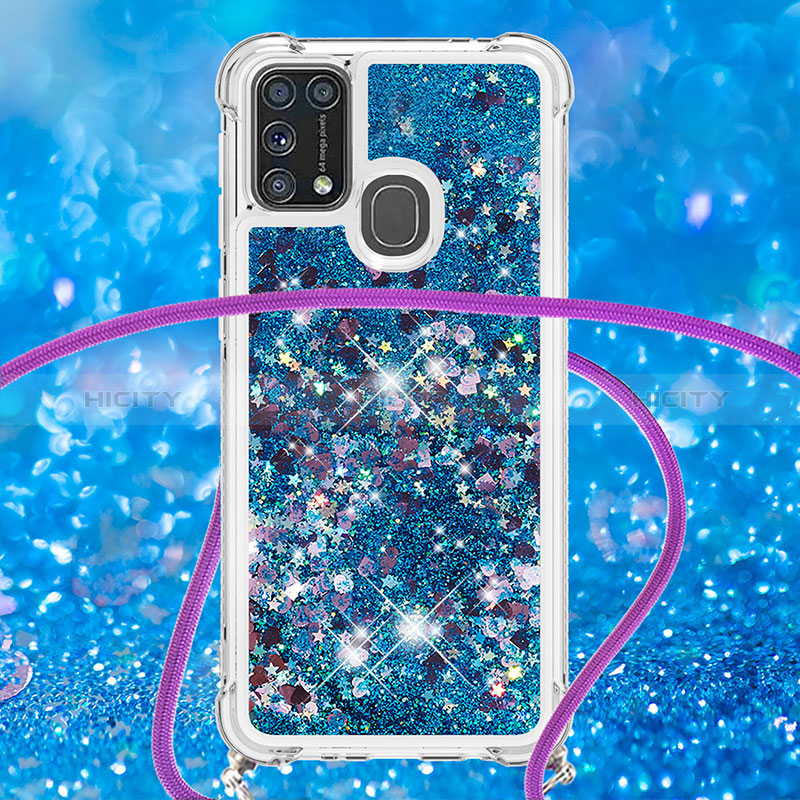 Coque Silicone Housse Etui Gel Bling-Bling avec Laniere Strap S03 pour Samsung Galaxy M21s Plus