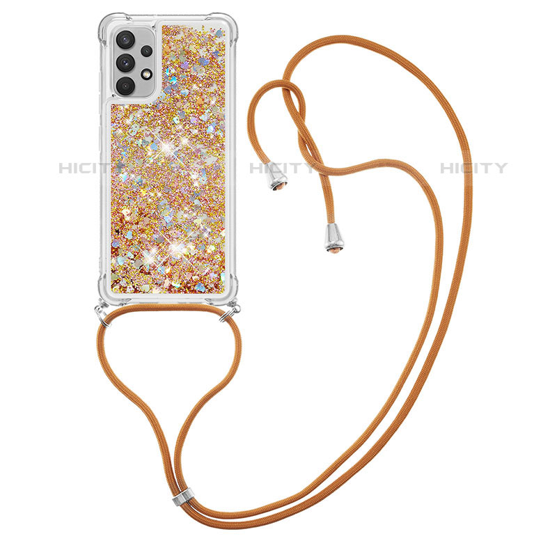 Coque Silicone Housse Etui Gel Bling-Bling avec Laniere Strap S03 pour Samsung Galaxy M32 5G Plus