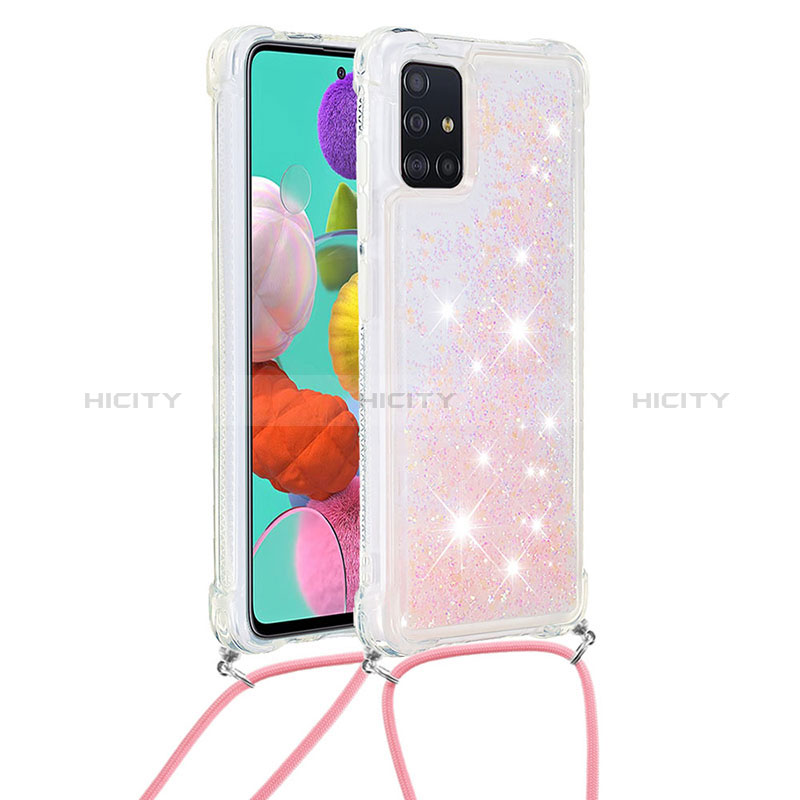 Coque Silicone Housse Etui Gel Bling-Bling avec Laniere Strap S03 pour Samsung Galaxy M40S Plus