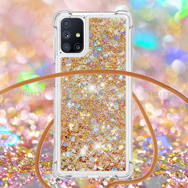 Coque Silicone Housse Etui Gel Bling-Bling avec Laniere Strap S03 pour Samsung Galaxy M51 Plus