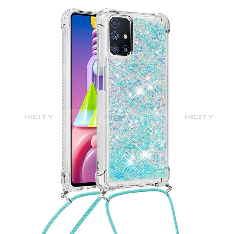 Coque Silicone Housse Etui Gel Bling-Bling avec Laniere Strap S03 pour Samsung Galaxy M51 Plus