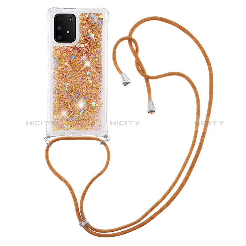 Coque Silicone Housse Etui Gel Bling-Bling avec Laniere Strap S03 pour Samsung Galaxy M80S Plus