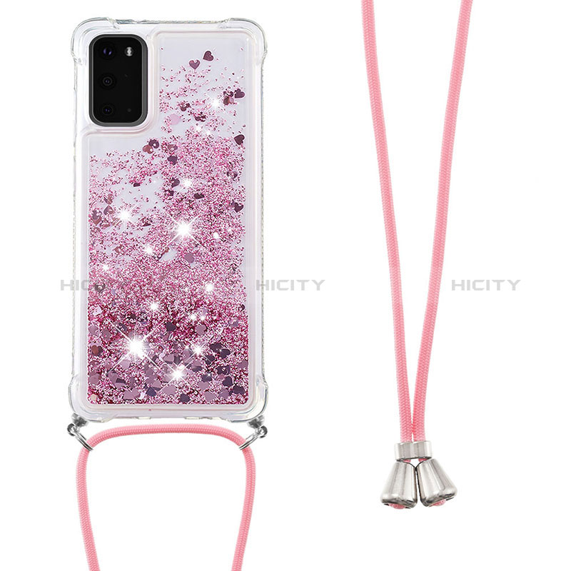 Coque Silicone Housse Etui Gel Bling-Bling avec Laniere Strap S03 pour Samsung Galaxy S20 5G Plus