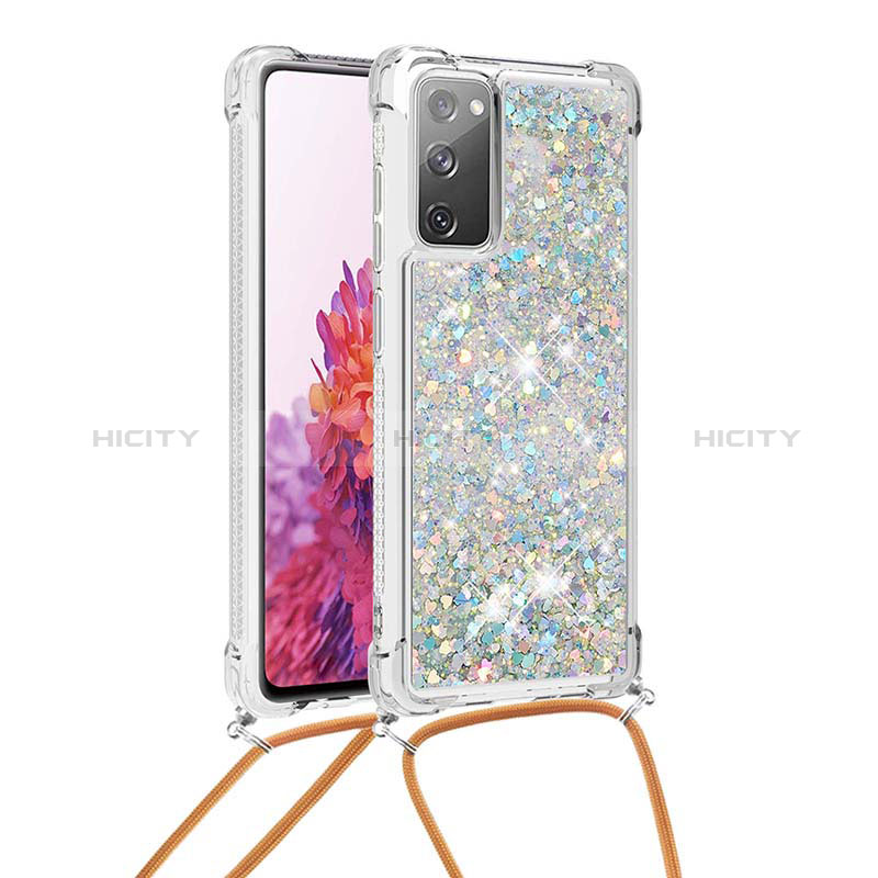 Coque Silicone Housse Etui Gel Bling-Bling avec Laniere Strap S03 pour Samsung Galaxy S20 Lite 5G Plus