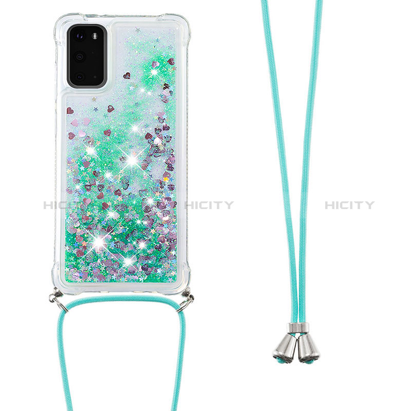 Coque Silicone Housse Etui Gel Bling-Bling avec Laniere Strap S03 pour Samsung Galaxy S20 Plus