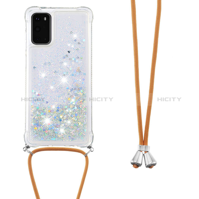 Coque Silicone Housse Etui Gel Bling-Bling avec Laniere Strap S03 pour Samsung Galaxy S20 Plus