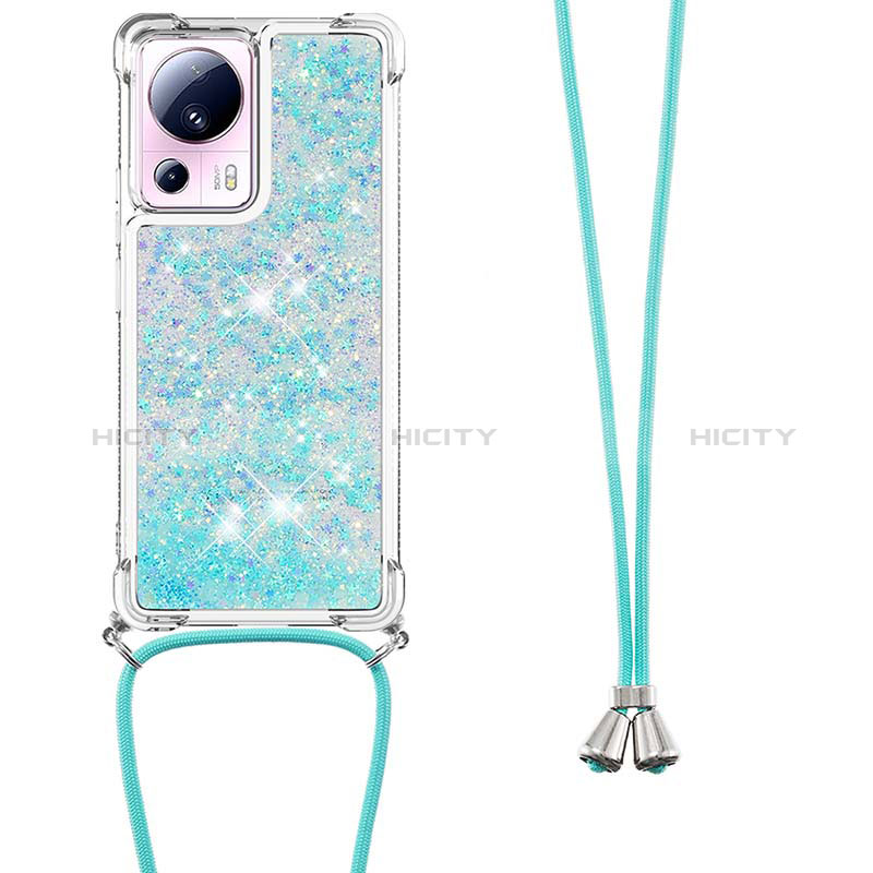 Coque Silicone Housse Etui Gel Bling-Bling avec Laniere Strap S03 pour Xiaomi Civi 2 5G Bleu Ciel Plus