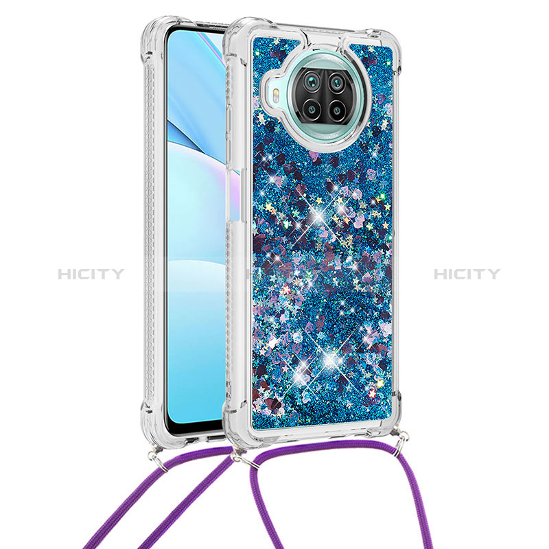 Coque Silicone Housse Etui Gel Bling-Bling avec Laniere Strap S03 pour Xiaomi Mi 10i 5G Bleu Plus