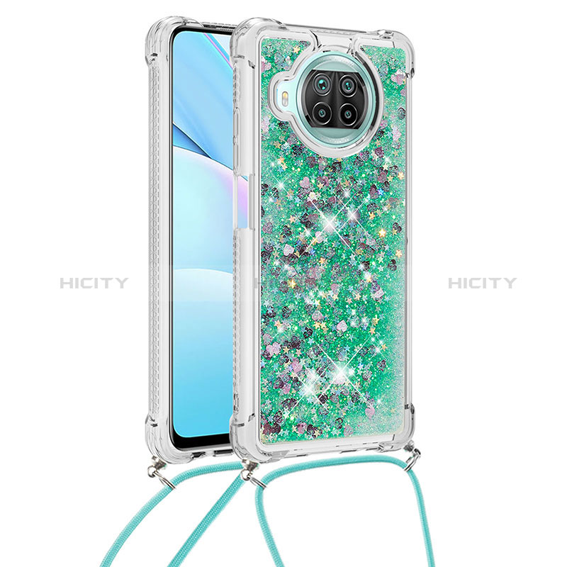 Coque Silicone Housse Etui Gel Bling-Bling avec Laniere Strap S03 pour Xiaomi Mi 10i 5G Vert Plus