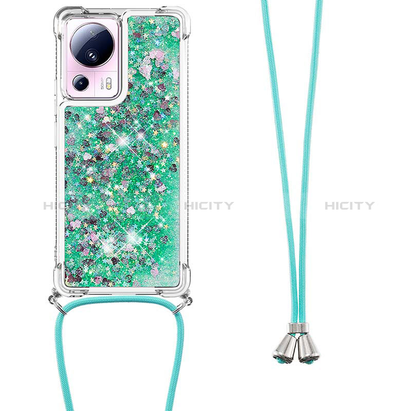 Coque Silicone Housse Etui Gel Bling-Bling avec Laniere Strap S03 pour Xiaomi Mi 12 Lite NE 5G Vert Plus