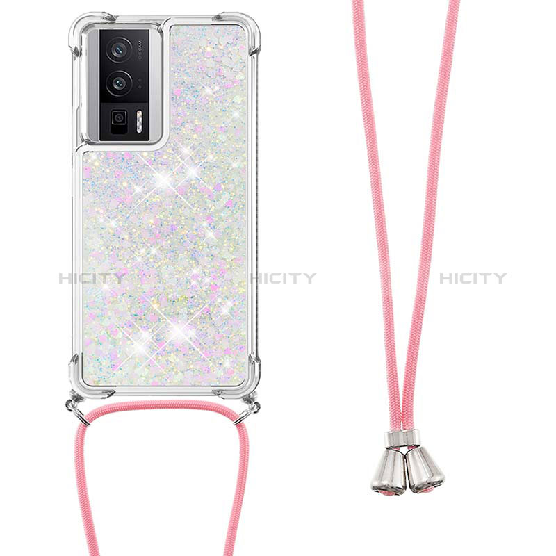 Coque Silicone Housse Etui Gel Bling-Bling avec Laniere Strap S03 pour Xiaomi Poco F5 Pro 5G Plus