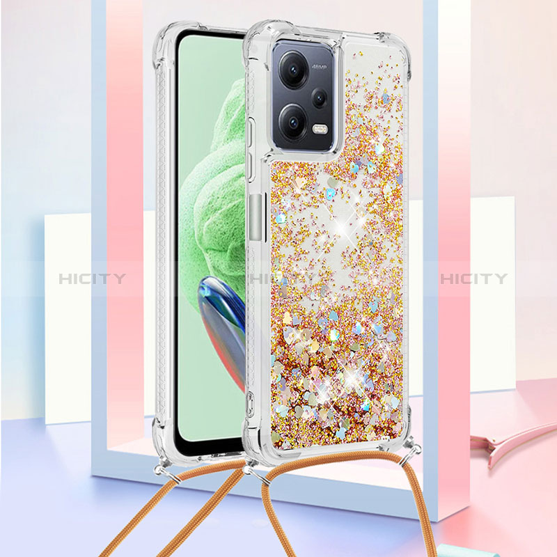 Coque Silicone Housse Etui Gel Bling-Bling avec Laniere Strap S03 pour Xiaomi Poco X5 5G Plus