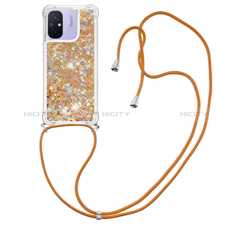 Coque Silicone Housse Etui Gel Bling-Bling avec Laniere Strap S03 pour Xiaomi Redmi 11A 4G Plus