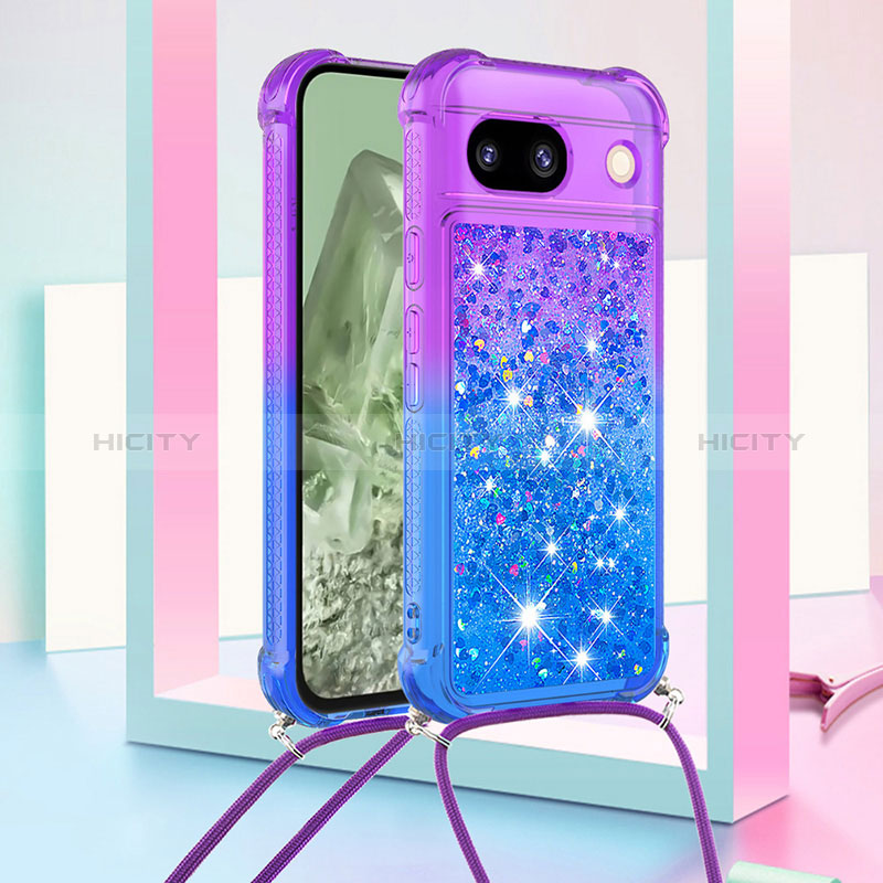 Coque Silicone Housse Etui Gel Bling-Bling avec Laniere Strap YB1 pour Google Pixel 8a 5G Plus