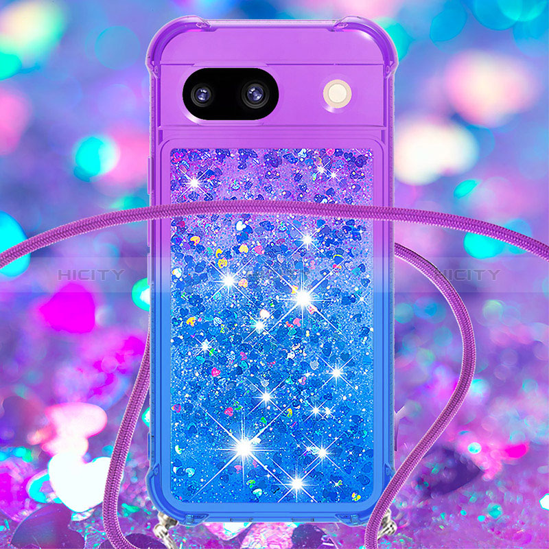 Coque Silicone Housse Etui Gel Bling-Bling avec Laniere Strap YB1 pour Google Pixel 8a 5G Plus