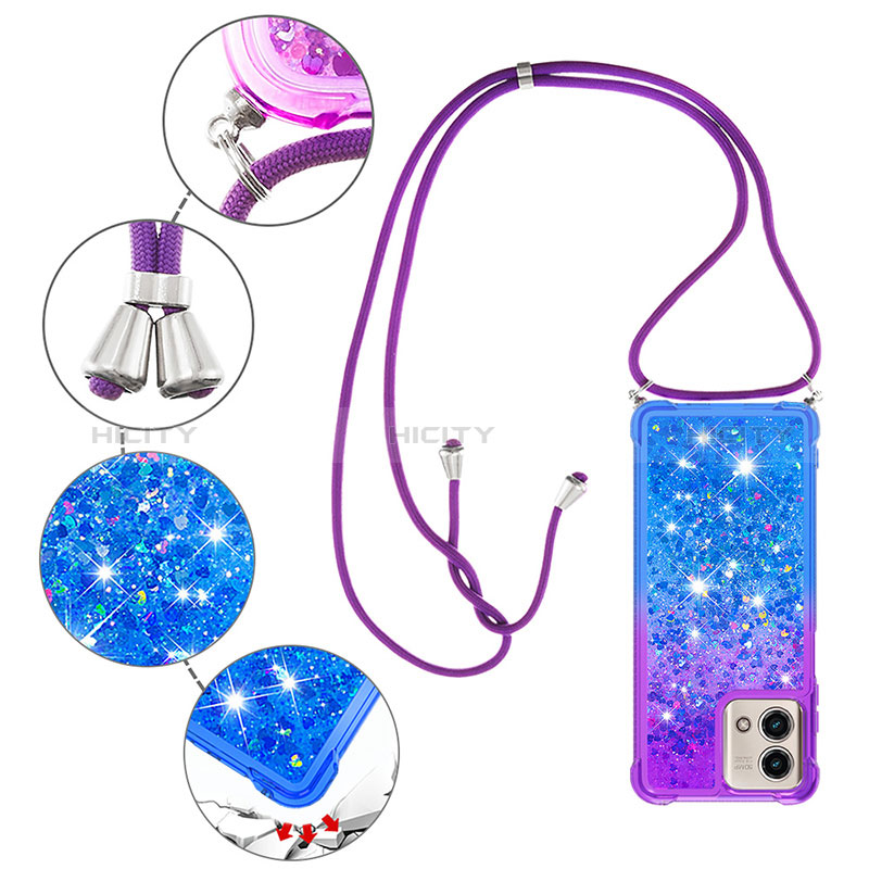 Coque Silicone Housse Etui Gel Bling-Bling avec Laniere Strap YB1 pour Motorola Moto G Stylus (2023) 4G Plus