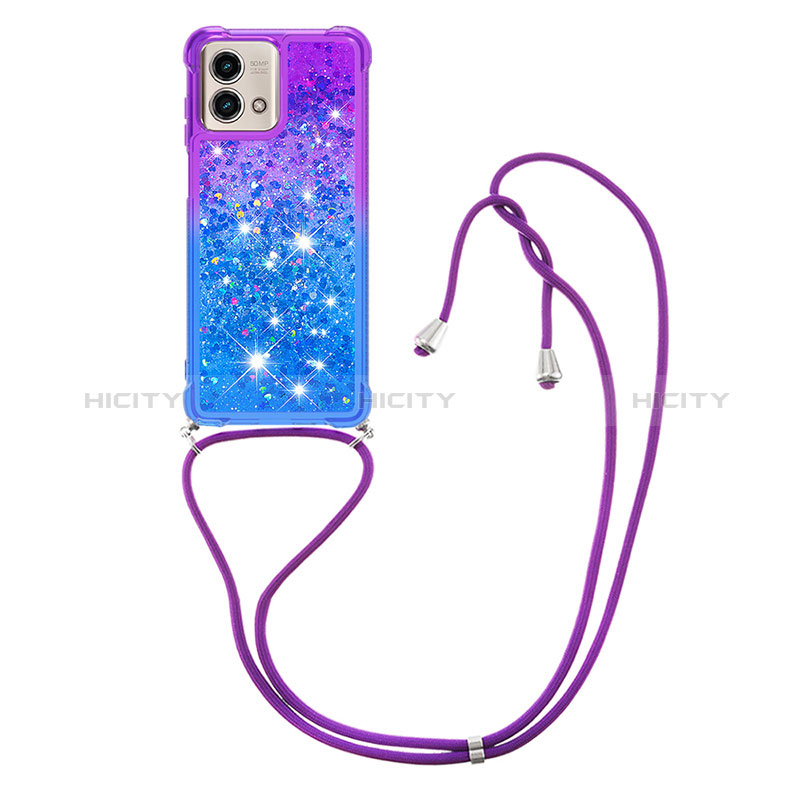 Coque Silicone Housse Etui Gel Bling-Bling avec Laniere Strap YB1 pour Motorola Moto G Stylus (2023) 5G Plus