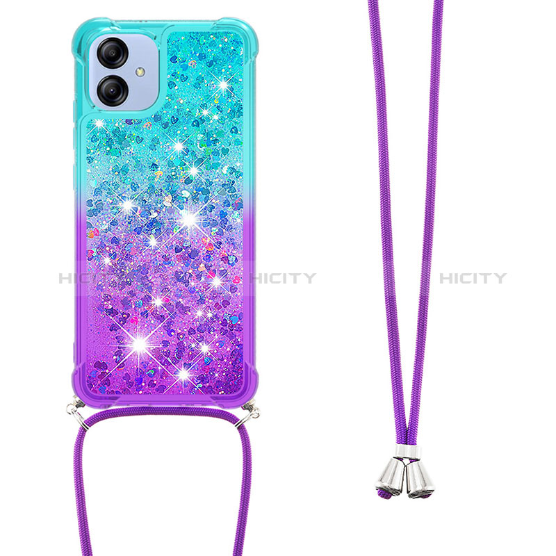 Coque Silicone Housse Etui Gel Bling-Bling avec Laniere Strap YB1 pour Samsung Galaxy A04 4G Plus