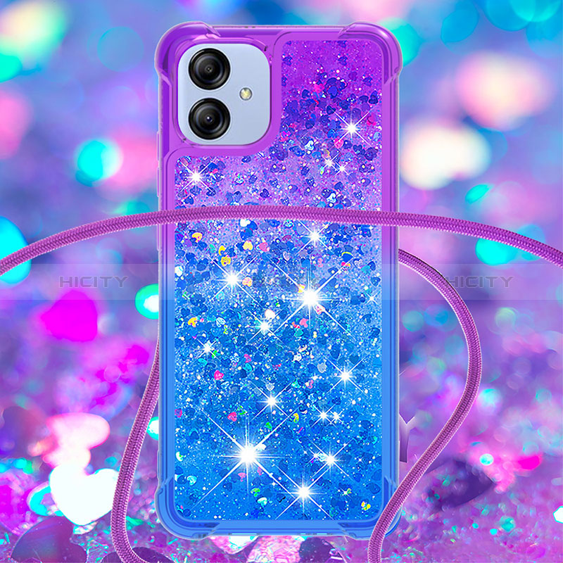 Coque Silicone Housse Etui Gel Bling-Bling avec Laniere Strap YB1 pour Samsung Galaxy A04E Plus