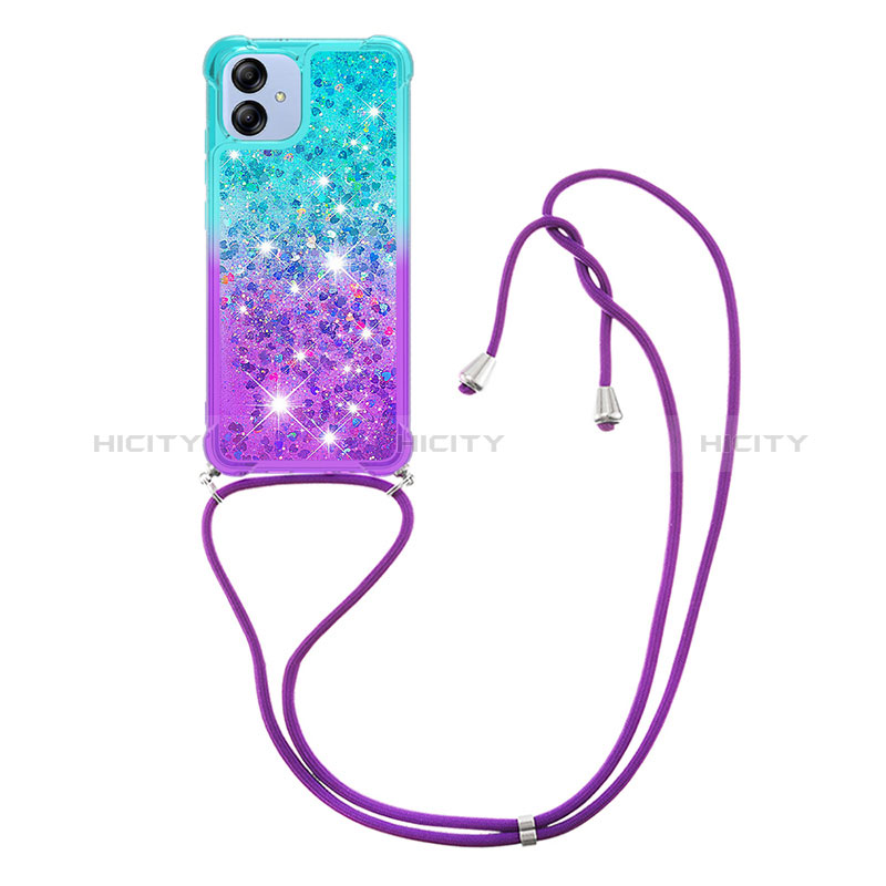 Coque Silicone Housse Etui Gel Bling-Bling avec Laniere Strap YB1 pour Samsung Galaxy F04 Plus