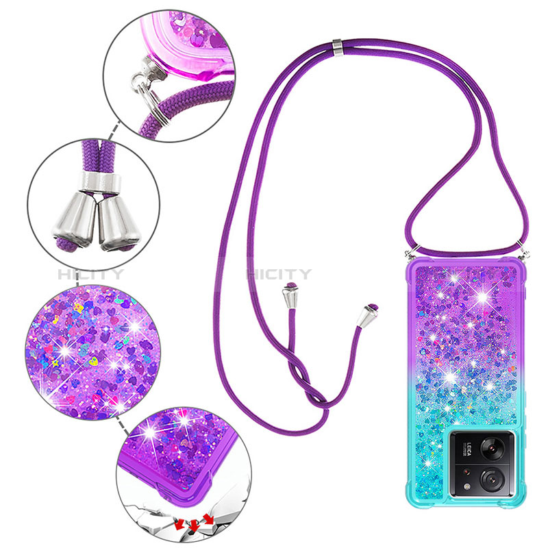 Coque Silicone Housse Etui Gel Bling-Bling avec Laniere Strap YB1 pour Xiaomi Mi 13T 5G Plus