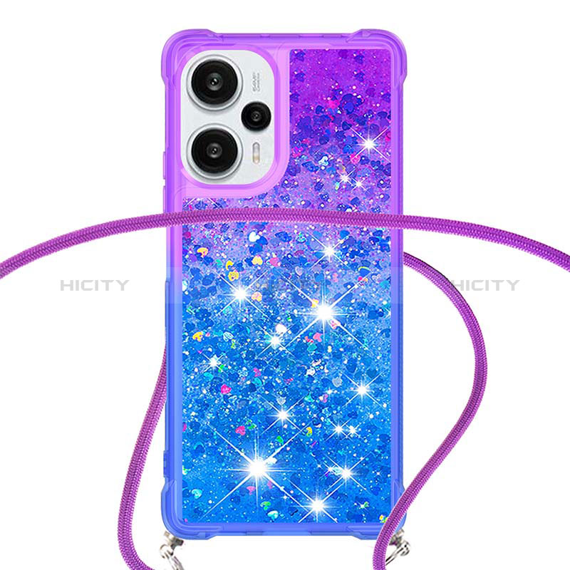 Coque Silicone Housse Etui Gel Bling-Bling avec Laniere Strap YB1 pour Xiaomi Poco F5 5G Plus