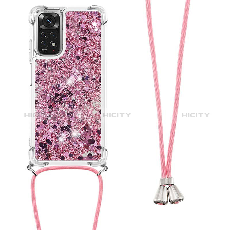 Coque Silicone Housse Etui Gel Bling-Bling avec Laniere Strap YB1 pour Xiaomi Redmi Note 11S 4G Violet Clair Plus