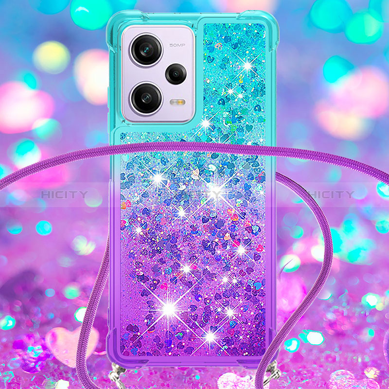 Coque Silicone Housse Etui Gel Bling-Bling avec Laniere Strap YB1 pour Xiaomi Redmi Note 12 Pro 5G Plus