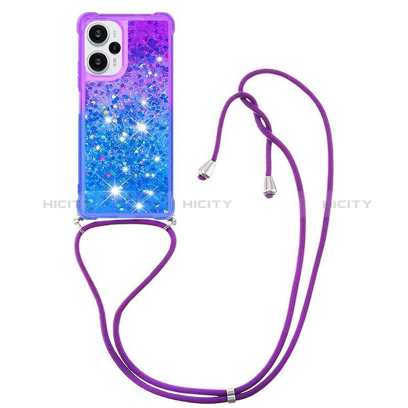 Coque Silicone Housse Etui Gel Bling-Bling avec Laniere Strap YB1 pour Xiaomi Redmi Note 12 Turbo 5G Plus