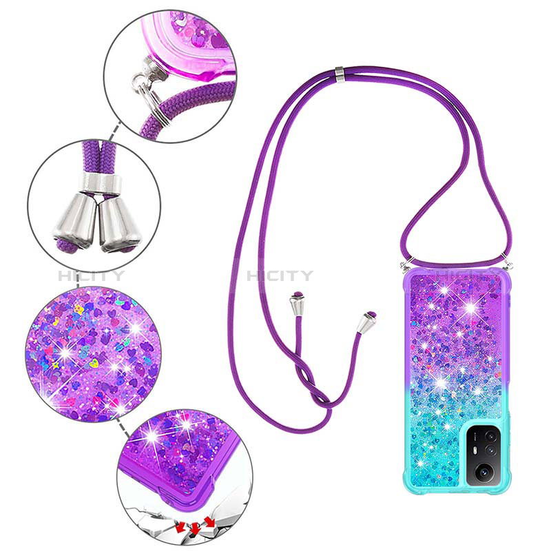 Coque Silicone Housse Etui Gel Bling-Bling avec Laniere Strap YB1 pour Xiaomi Redmi Note 12S Plus