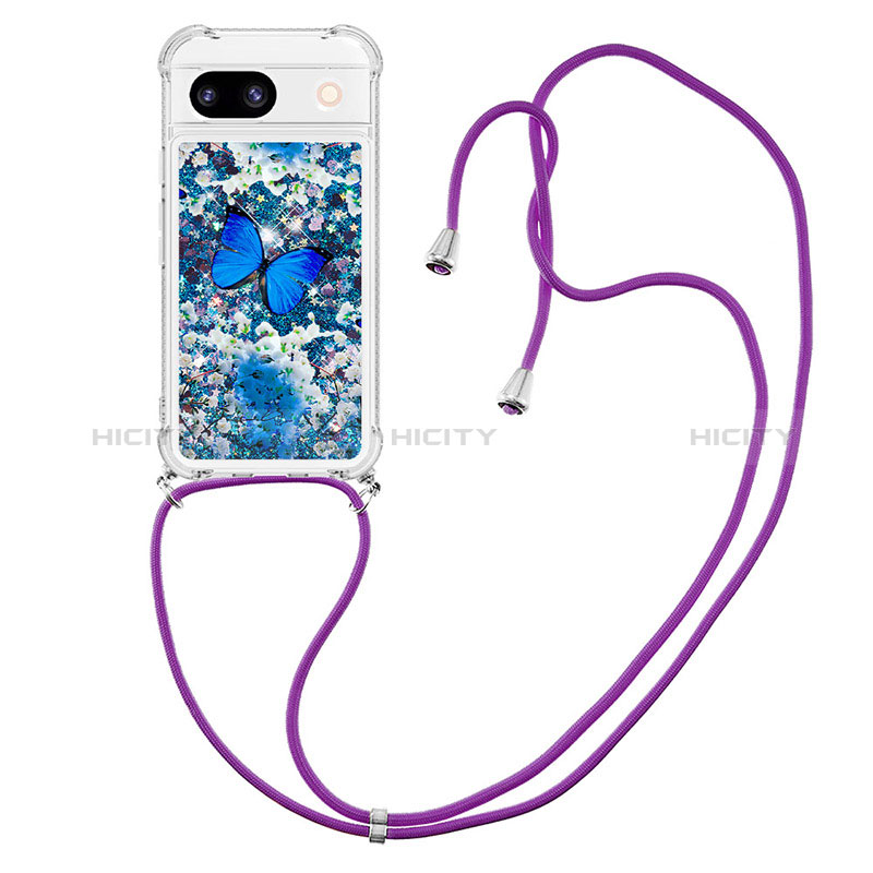 Coque Silicone Housse Etui Gel Bling-Bling avec Laniere Strap YB2 pour Google Pixel 8a 5G Plus