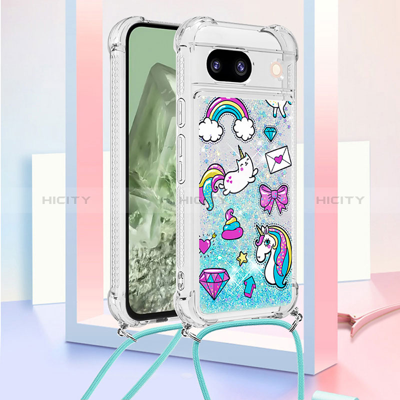 Coque Silicone Housse Etui Gel Bling-Bling avec Laniere Strap YB2 pour Google Pixel 8a 5G Plus