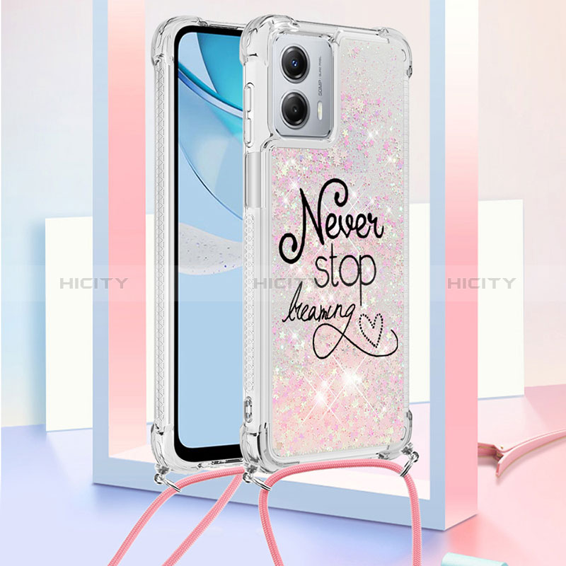 Coque Silicone Housse Etui Gel Bling-Bling avec Laniere Strap YB2 pour Motorola Moto G 5G (2023) Plus