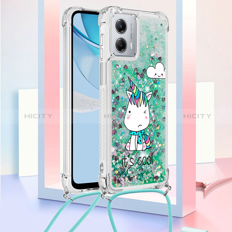 Coque Silicone Housse Etui Gel Bling-Bling avec Laniere Strap YB2 pour Motorola Moto G 5G (2023) Plus