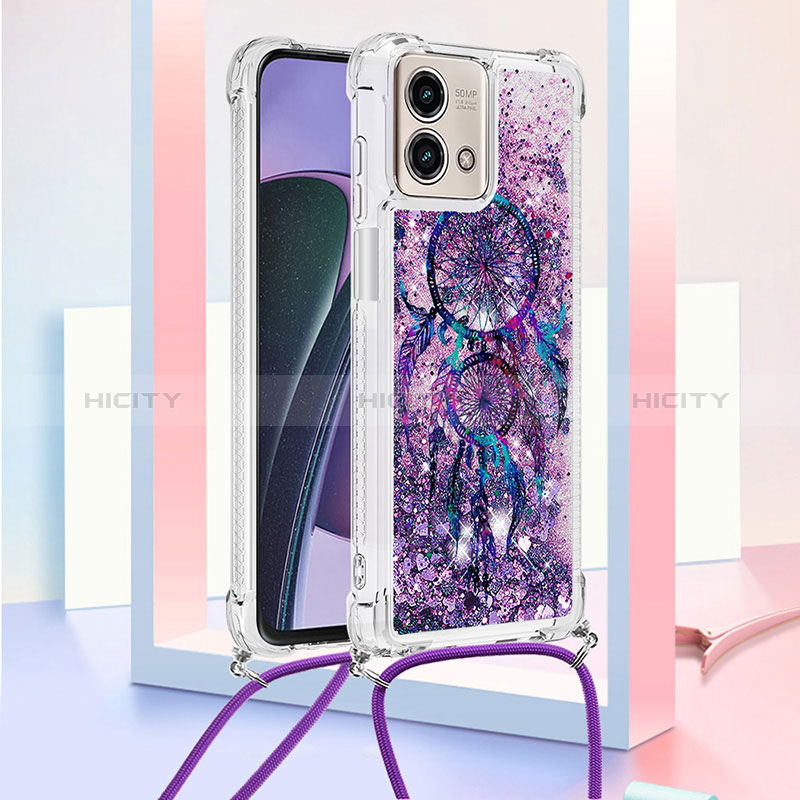 Coque Silicone Housse Etui Gel Bling-Bling avec Laniere Strap YB2 pour Motorola Moto G Stylus (2023) 4G Violet Plus