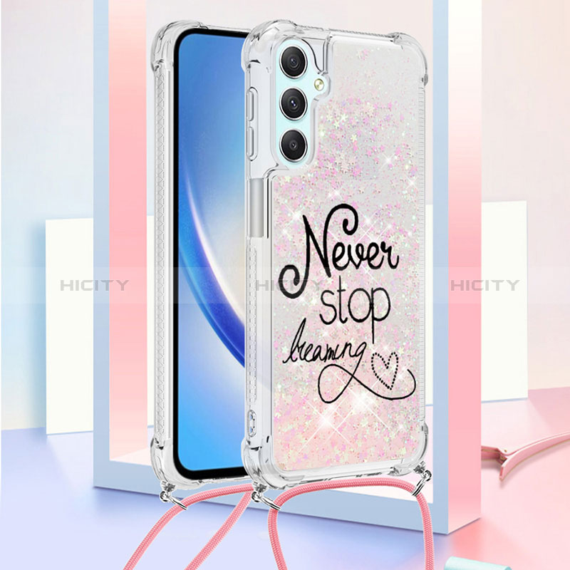 Coque Silicone Housse Etui Gel Bling-Bling avec Laniere Strap YB2 pour Samsung Galaxy A24 4G Plus