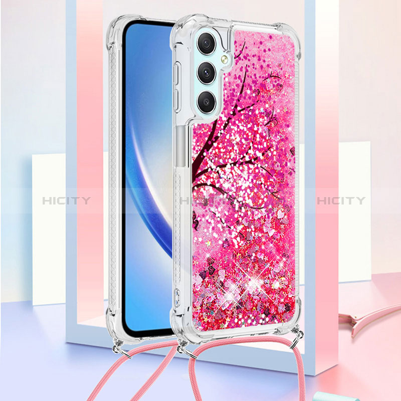 Coque Silicone Housse Etui Gel Bling-Bling avec Laniere Strap YB2 pour Samsung Galaxy A24 4G Plus