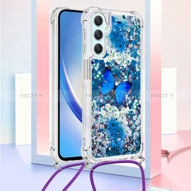 Coque Silicone Housse Etui Gel Bling-Bling avec Laniere Strap YB2 pour Samsung Galaxy A24 4G Plus