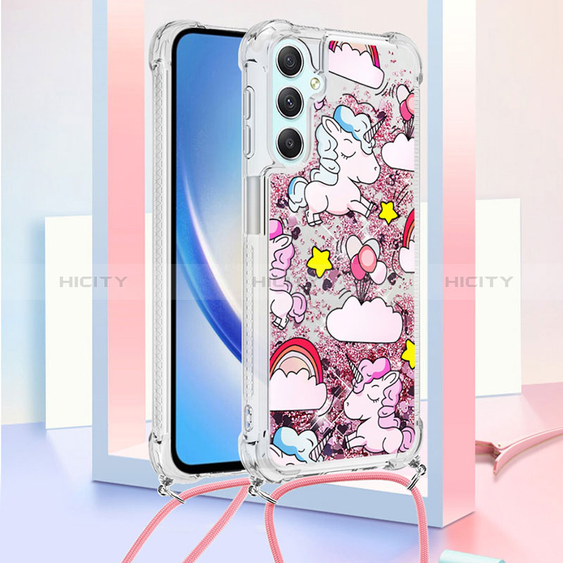 Coque Silicone Housse Etui Gel Bling-Bling avec Laniere Strap YB2 pour Samsung Galaxy A25 5G Plus