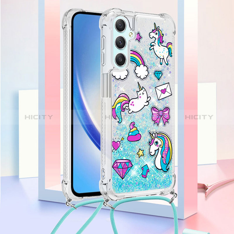 Coque Silicone Housse Etui Gel Bling-Bling avec Laniere Strap YB2 pour Samsung Galaxy A25 5G Plus