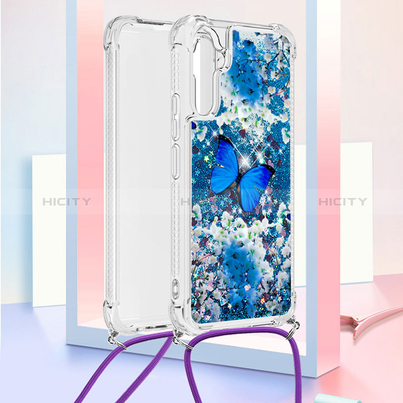 Coque Silicone Housse Etui Gel Bling-Bling avec Laniere Strap YB2 pour Samsung Galaxy A34 5G Plus