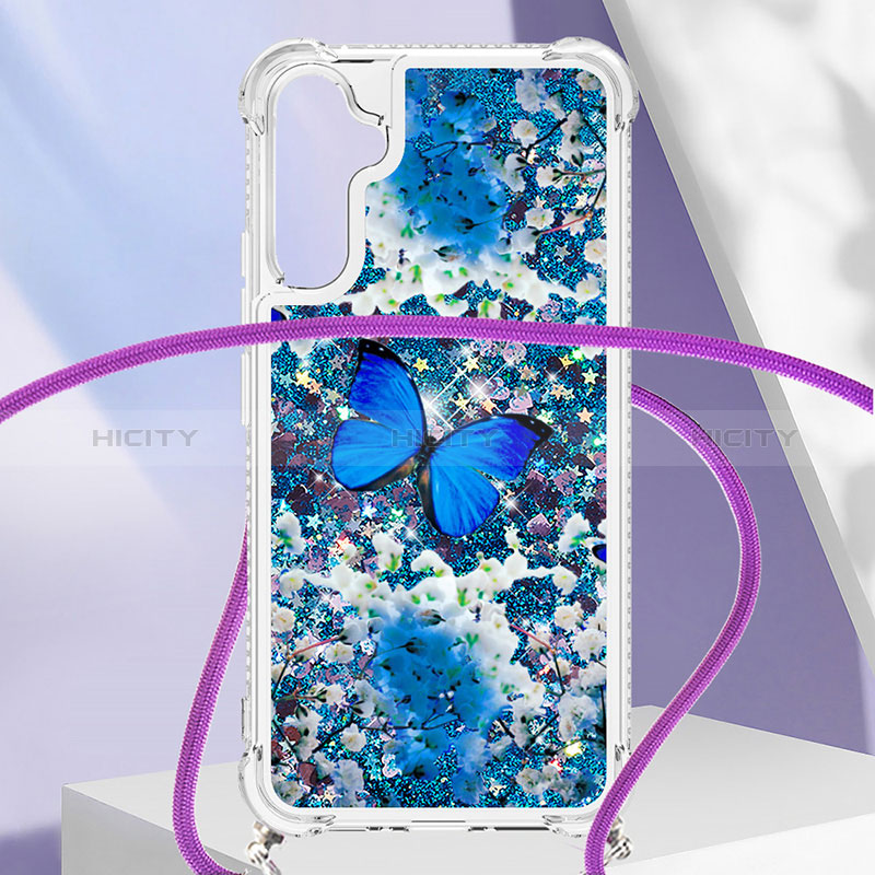 Coque Silicone Housse Etui Gel Bling-Bling avec Laniere Strap YB2 pour Samsung Galaxy A34 5G Plus