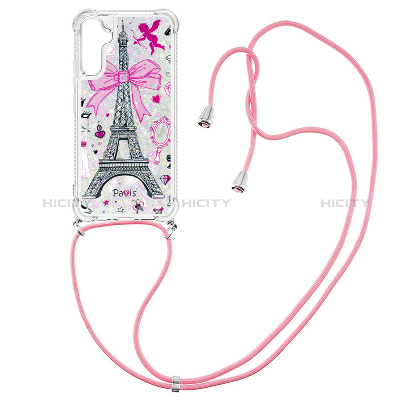 Coque Silicone Housse Etui Gel Bling-Bling avec Laniere Strap YB2 pour Samsung Galaxy A34 5G Plus