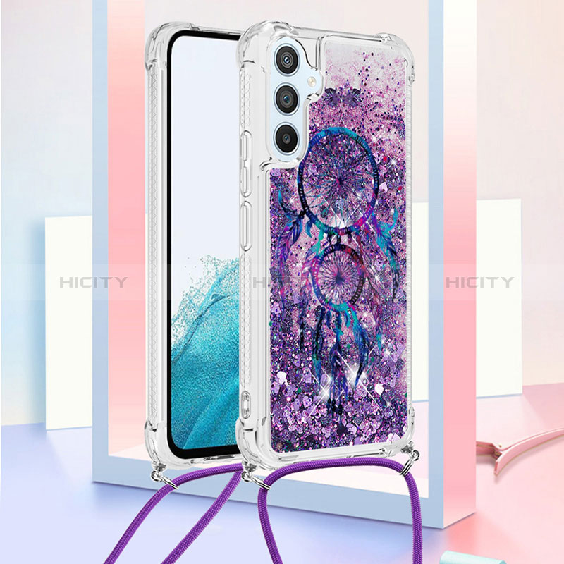 Coque Silicone Housse Etui Gel Bling-Bling avec Laniere Strap YB2 pour Samsung Galaxy A54 5G Violet Plus