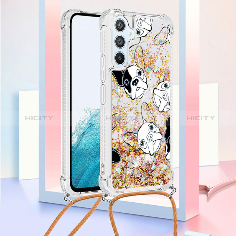 Coque Silicone Housse Etui Gel Bling-Bling avec Laniere Strap YB2 pour Samsung Galaxy Quantum4 5G Or Plus