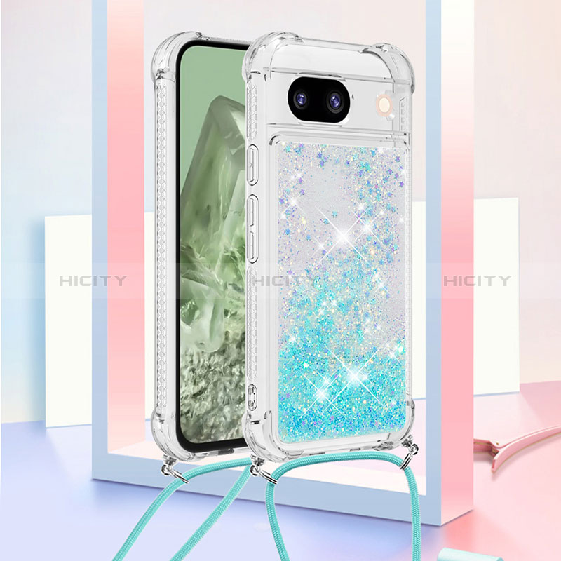 Coque Silicone Housse Etui Gel Bling-Bling avec Laniere Strap YB3 pour Google Pixel 8a 5G Plus